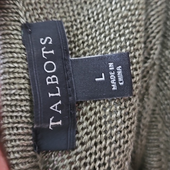 Talbots Green Crew Neck Short Sleeves Sweater Lightweight 100% Linen Beach - Picture 6 of 7